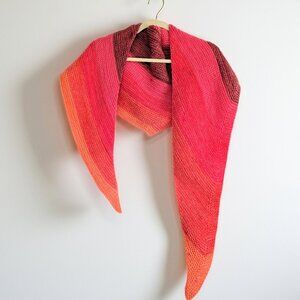 Handmade Pink–Orange Ombre Shawl Scarf Oversized Unisex Wrap Trendy Chunky Knit